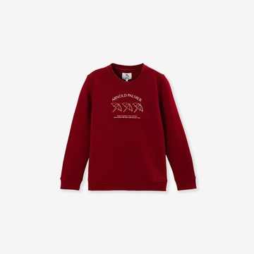 【網路獨家款】女裝-刺繡標語長袖圓領大學T-紅色