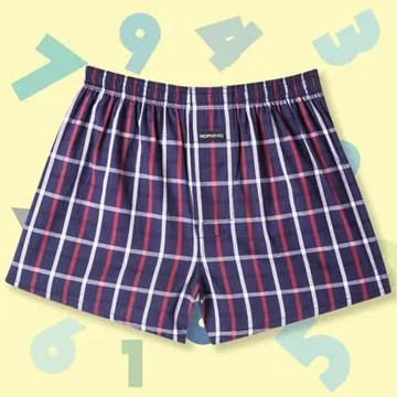 M MORINO摩力諾 兒童耐用織帶格紋平口褲 (丈青格紋)