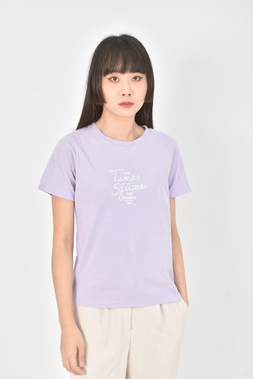 (M) NET春夏質感棉質純棉字母紫色短袖