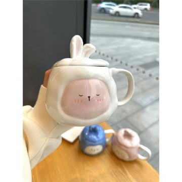 卡通奶fufu陶瓷馬克杯子帶蓋兔兔家用辦公室喝水早餐咖啡杯情侶杯
