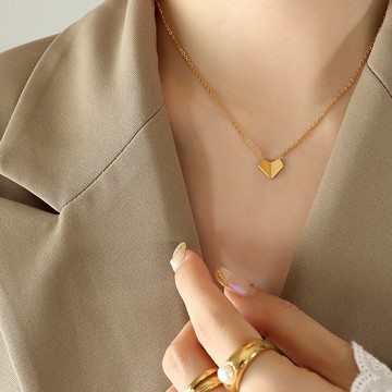 𝐃𝐔𝐒𝐇𝐀.𝐬𝐭𝐞𝐞𝐥︴純鋼項鍊 摺紙愛心鎖骨鍊項鏈－杜莎鋼飾