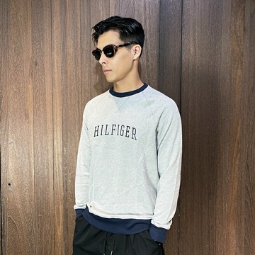 美國百分百【全新真品】Tommy Hilfiger 長袖 棉質 T恤 TH 上衣 logo 長薄T 灰色 J835