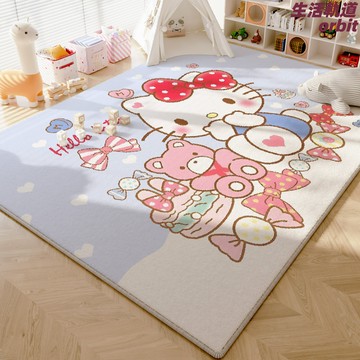 【少女心爆棚】HelloKitty地毯 床邊毯 客廳地毯 臥室地毯 電競房地毯 防滑地墊 可愛卡通 短絨柔軟 臥室客廳通用