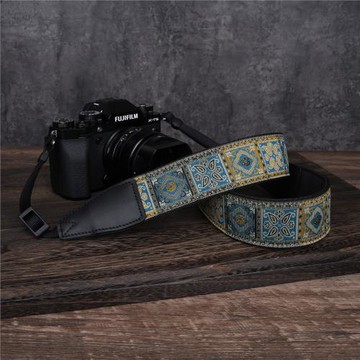 cam-in 復古繡花相機背帶單反尼康斜跨減壓富士旁軸X100V微單肩帶