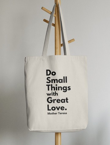 帶著陽光走系列-帆布袋 (米白帆布-黑色字體) (可訂製)