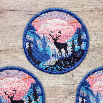 【去走走刺繡布貼】Sunset Forest Deer Silhouette夕陽森野鹿影