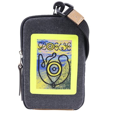 【日本直送】羅威 LOEWE Eye Loewe Nature 小包 頸掛小包 手機包 帆布 灰/黃 男士【二手】