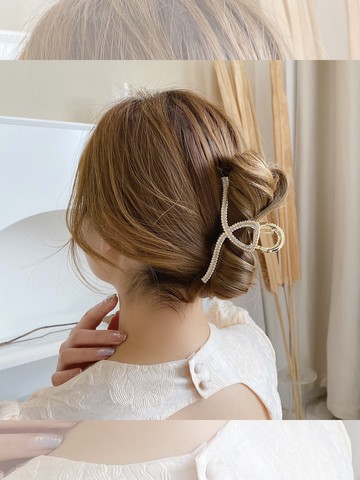 新款珍珠水鉆發飾發抓抓夾發夾女生后腦勺抓夾大發抓夾鯊魚夾