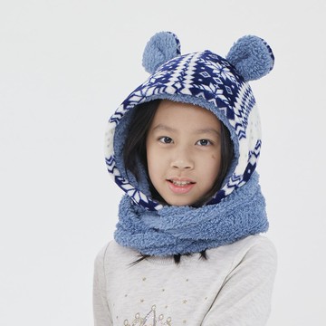 Yuki雪精靈兒童連帽脖圍/冰河藍