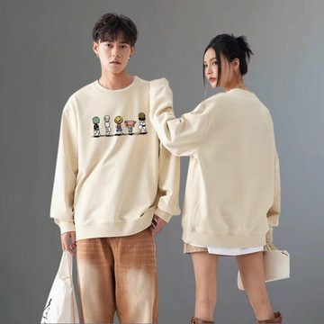免運 【情侶裝】圓領長袖衛衣 加絨大學t oversize 中大尺碼 寬鬆大學t長袖 美式復古 刷絨寬松t 1561