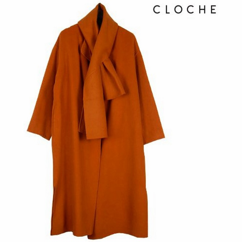 Cloche クロッシェ マフラー付きノーカラーコート 1枚仕立て リバーコート シンプルデザイン サイドスリット ノーカラー ストール付き 通販 Lineポイント最大0 5 Get Lineショッピング