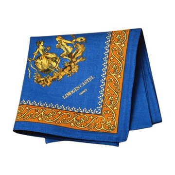 LIMOGES CASTEL 日本製寶藍底復古人物印花小帕巾(44CM)
