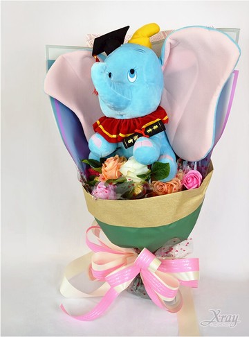 小飛象 捧花，Dumbo/花束/金莎捧花/情人節禮物/畢業花束/畢業典禮/求婚，X射線【Y184081】