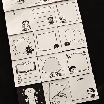 OOOK BAR 原創插畫無黏性迷你便簽 手帳拼貼素材 學生可愛記事小