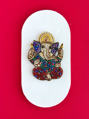 刺繡迦尼薩胸針 手工串珠別針 象頭神飾品 象頭神