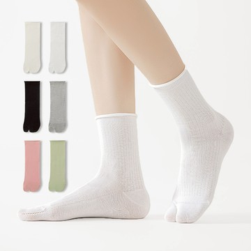 NicoFun 愛訂做  3D立體 二指襪 分趾襪 中筒襪 薄紗 吸濕透氣 消臭 抗菌襪 棉 抗菌襪 女襪(22-25c