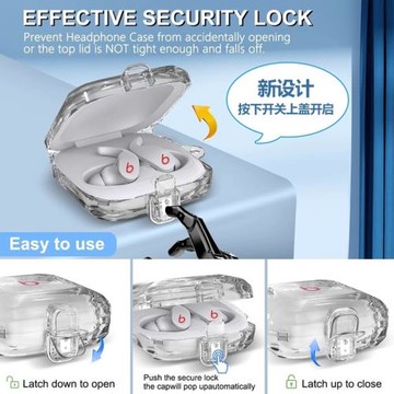 適用魔音Beats Fit Pro耳機保護套新款beats透明純色殼不貼膠Fitpro無線藍牙耳機殼鎖扣開關防摔耳機套保護殼