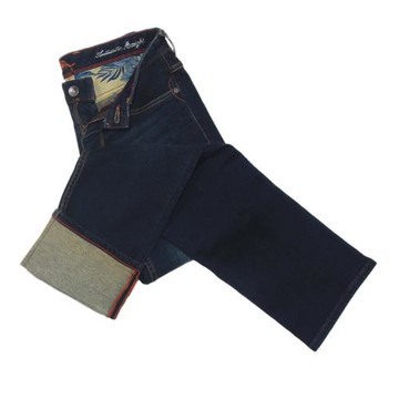 新品潮牌T家牛仔褲男加厚保暖寬松直筒加肥加大碼深藍彈力秋冬款