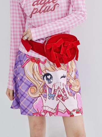 紅色絲絨蝴蝶結腰包可愛便利