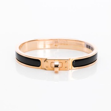 Hermes Mini Clic Kelly窄版琺瑯手環(黑/金)(PM) (H200004F 01)