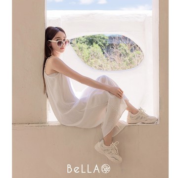 【1+1優惠】BeLLA 紋路曲線長洋裝 白色