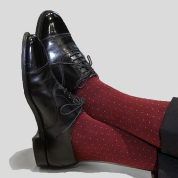 【折扣】ILLUPO 意大利波點素色正裝襪四季純棉中筒襪西裝商務襪