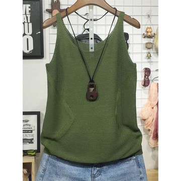 黑白色修身針織打底衫女夏季顯瘦亞麻背心小吊帶氣質內搭上衣薄款