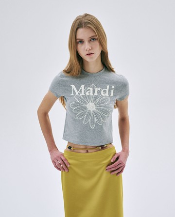 MARDI MERCREDI 印花短TEE 短版 灰色 經典小雛菊 象牙白花 CROPPED TSHIRT FLOWERMARDI