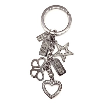 COACH亮鑽星星愛心造型鑰匙圈吊飾(銀色)190225｜GoBrand購名牌