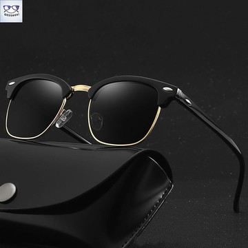 墨鏡男 太陽眼鏡 男生墨鏡 偏光墨鏡 半框墨鏡 太陽眼鏡男 無框架 防紫外線半框墨鏡高冷INS風便攜
