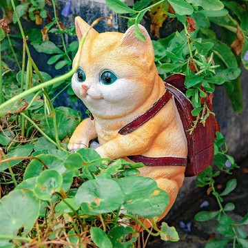 精選優品💡可愛花盆裝飾貓狗背包趴缸小動物樹脂工藝品庭院花園別墅戶外雜貨1d0F