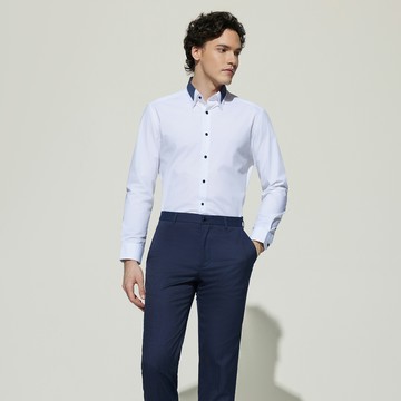 免熨防皺彈性單色紗設計款長袖上班襯衫/白色 | 5112130200