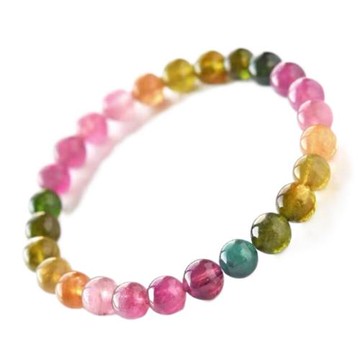 老料濃艷彩虹碧璽手鏈6-12mm老礦漸變順色糖果色碧璽珠子手串男女