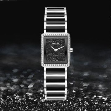 RADO 雷達表 奢華款 Integral 精密陶瓷系列 56真鑽砂金黑陶瓷石英女錶23㎜ R01(R20249152)