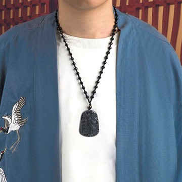 飾品 項鍊 墨翠項鍊 翡翠項鍊 財神項鍊 玉石項鍊 佛像項鍊 吊墜項鍊 掛件 招財納福 手串 396