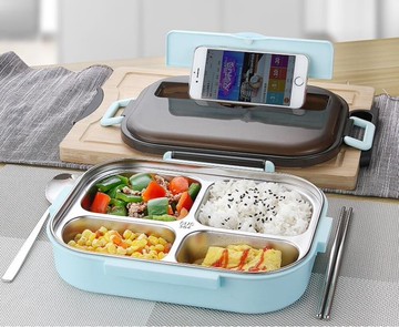 保溫盒          304不銹鋼飯盒便當盒保溫簡約學生食堂分格男帶蓋便攜分隔女餐盒  瑪麗蘇