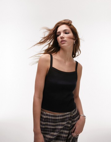 Topshop rib vest in black