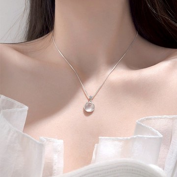 項鍊 女生項鍊 吊墜 925 純銀項鍊 吊飾 鎖骨鏈 項鍊女 ins風 貓眼石 小眾設計 個性項鍊 韓國飾品 禮物334