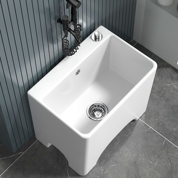 陽臺高腳陶瓷拖把池大號帶腿拖布池落地式家用衛生間小號洗墩布池 b8031