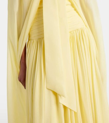 Là Fuori Butter Yellow draped caped gown