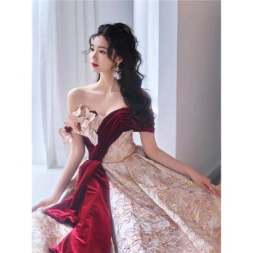 時髦顯瘦 甜美花朵蓬蓬裙新娘結婚禮服敬酒服婚紗晨袍批發19682