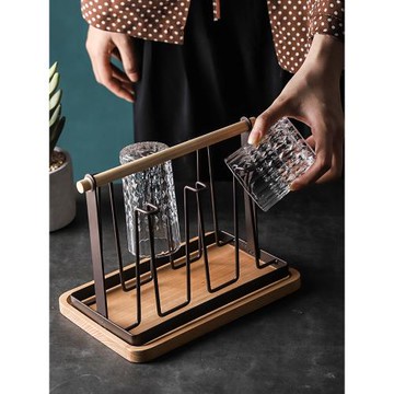 托盤玻璃杯水杯掛架瀝水置物架杯架水杯架創意家用收納杯子架倒掛