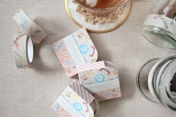 享受美味下午茶插畫紙膠帶+膠帶台