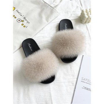帶毛毛拖鞋女外穿夏季網紅同款時尚真狐貍毛拖鞋大碼女涼拖ins潮