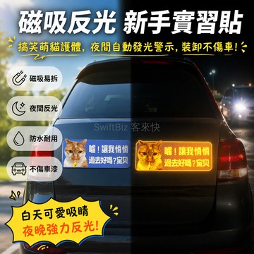 台灣出貨✨ 創意車貼 新手司機實習貼 防水反光磁吸貼 搞笑文字車身裝飾 尾箱警示貼