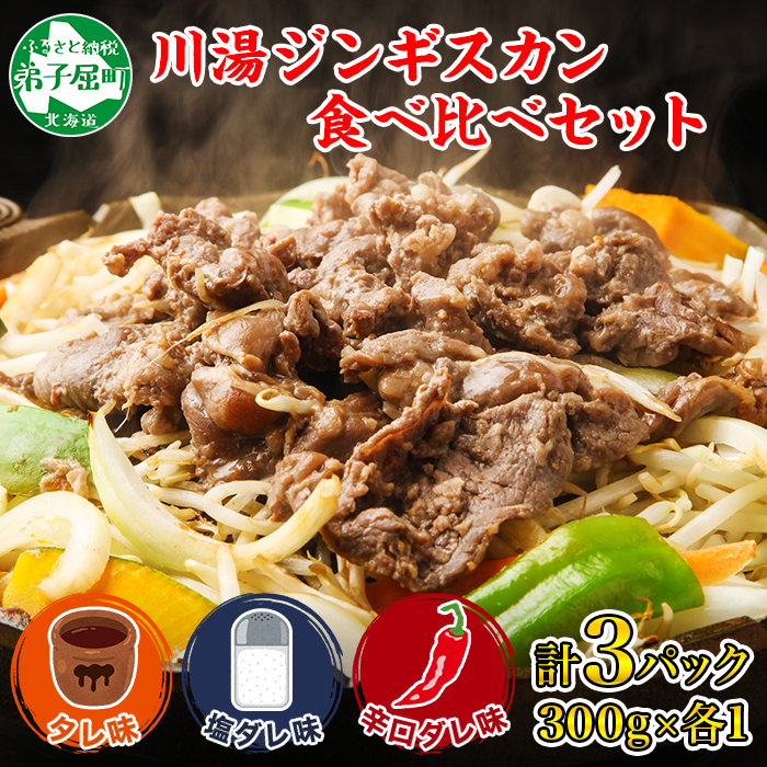 2034. ジンギスカン タレ 塩 辛口タレ 3種 食べ比べ 計3パック 羊肉 焼肉 味付け肉  BBQ バーベキュー 送料無料 北海道 弟子屈町