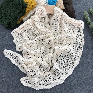 森系純棉三角外搭配裙子披肩