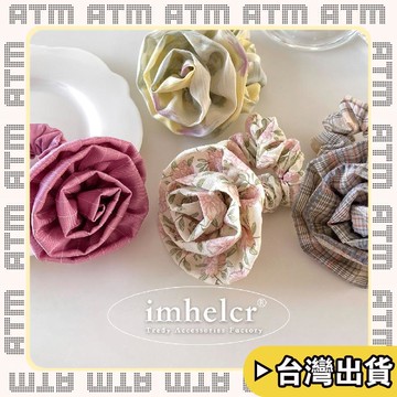 🔥臺灣出貨🔥可開發票✅輕飾時光日韓ins新色玫瑰花髮圈小衆面料溫柔田園風氣質高馬尾發繩髮飾女