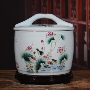景德鎮陶瓷米缸10斤20斤30斤家用米桶防蟲密封面粉缸腌菜缸水油缸