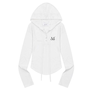 韓國 MUCENT RUEN SIGNATURE SLIM HOOD T 修身連帽上衣 白色 WHITE